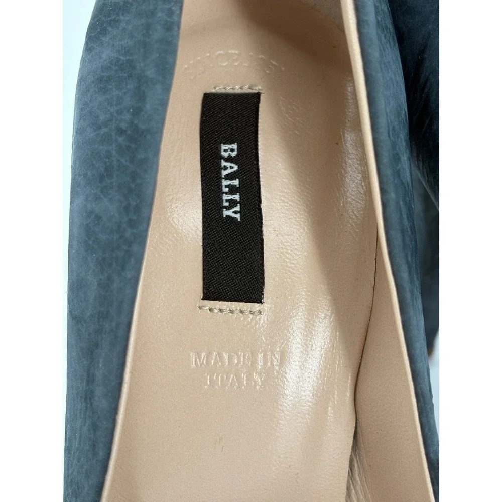 Authentic Bally Women's Blue Suede Peep Toe Cone Heel Pumps Shoes 5.5 US / 36 EU